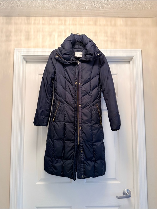 Cole Haan Jackets & Blazers - Cole Haan Dark Navy Quilted Long Puffer Coat with High Collar